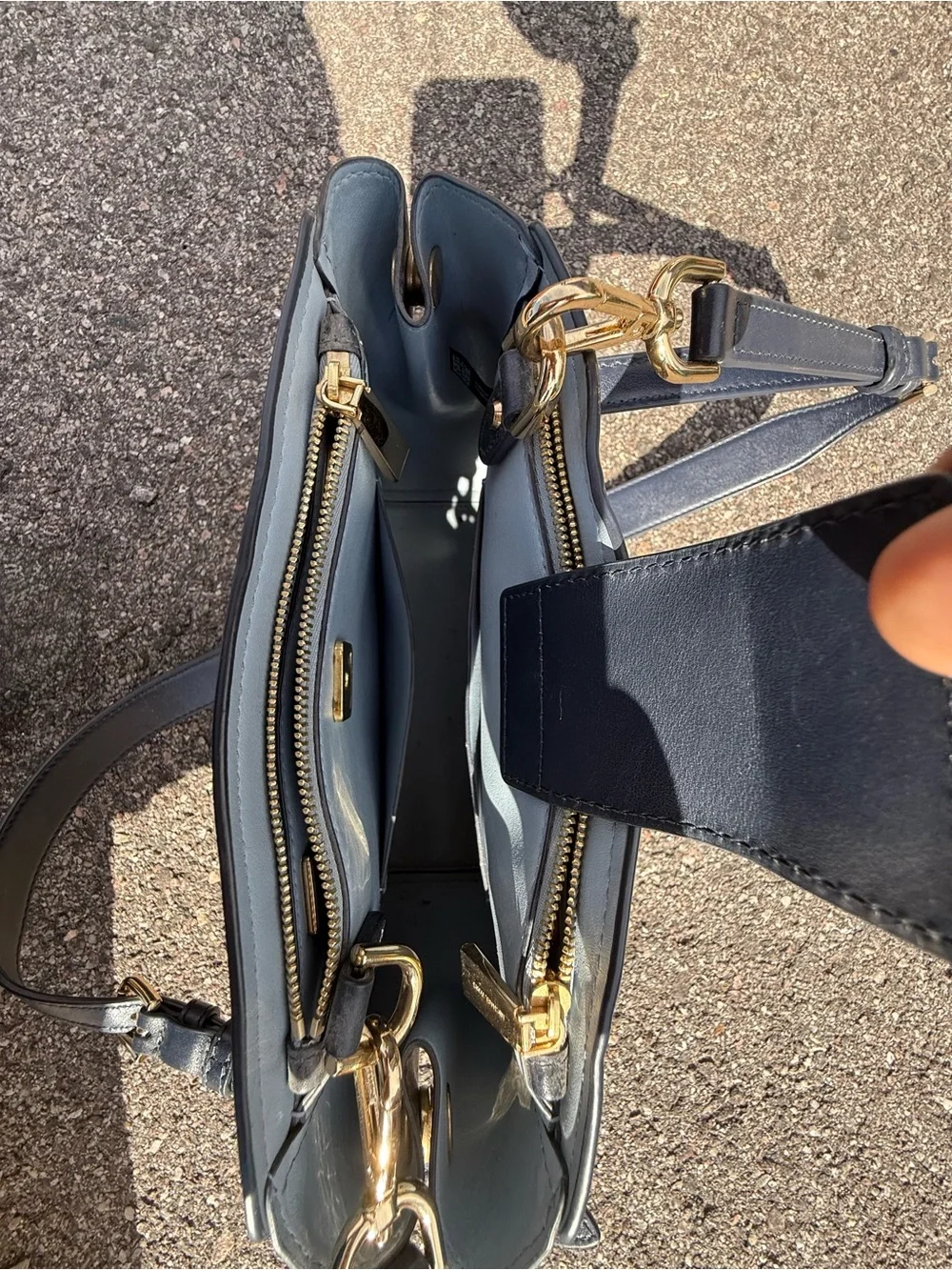 Michael Kors Sheila Medium Satchel – Navy Blue